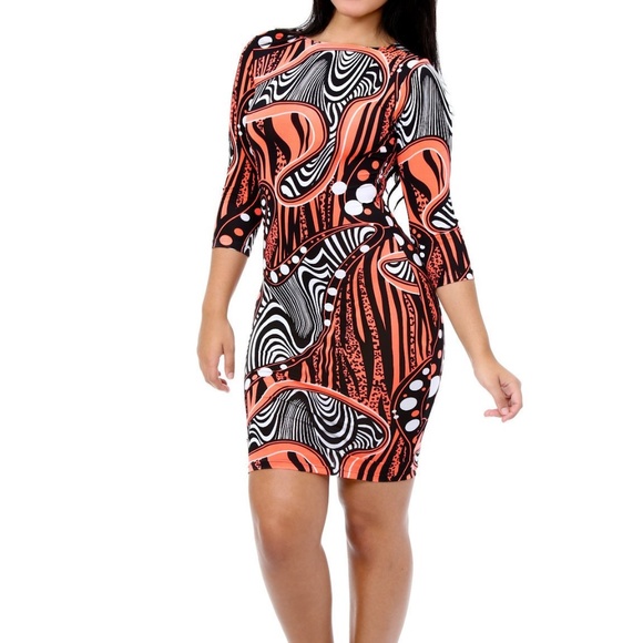 bcbg mixed print bodycon dress